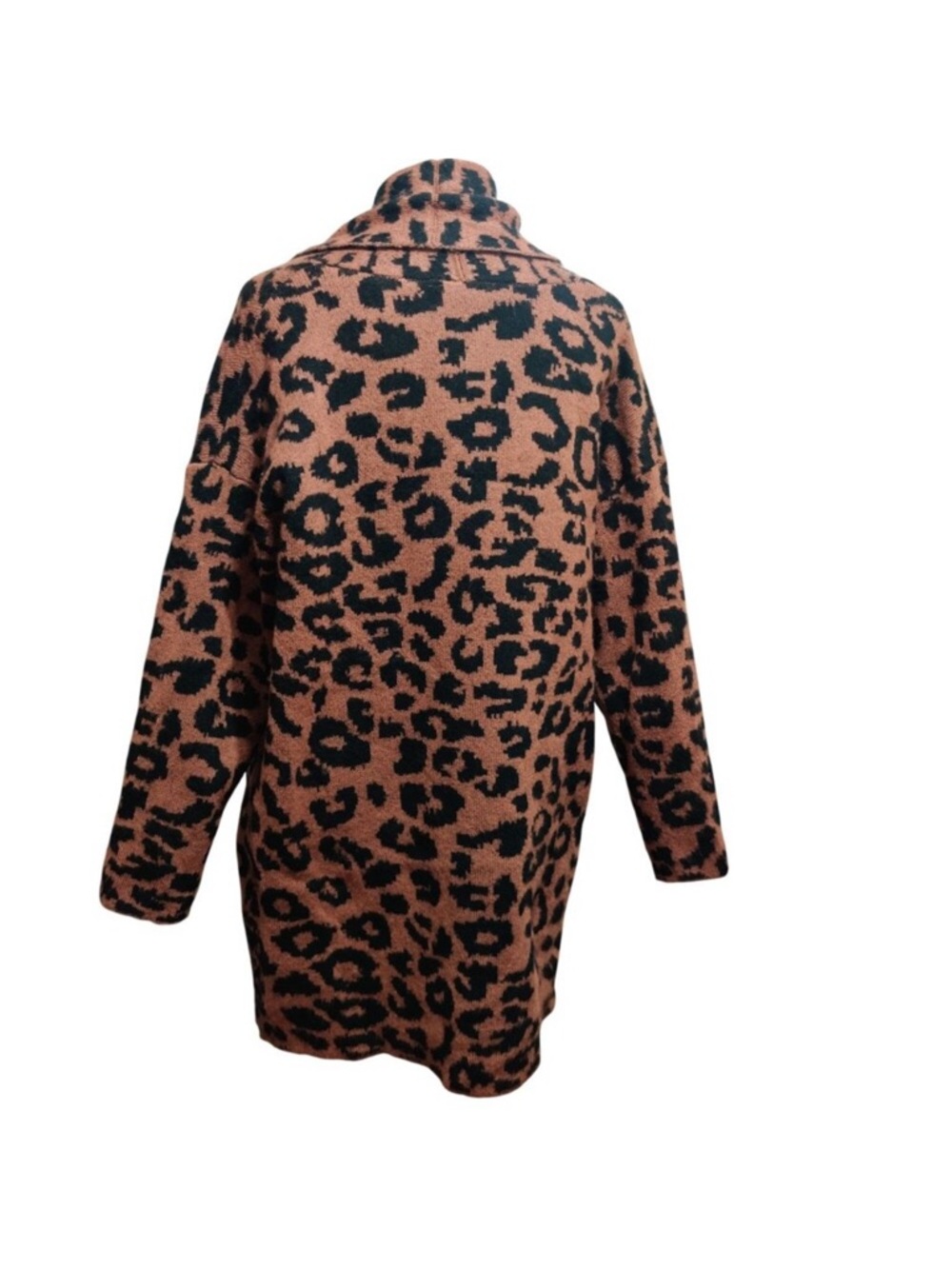NWT Leopard Print Coatigan Sweater Size L Cozy Open Front Fall Cardigan - Picture 6 of 8